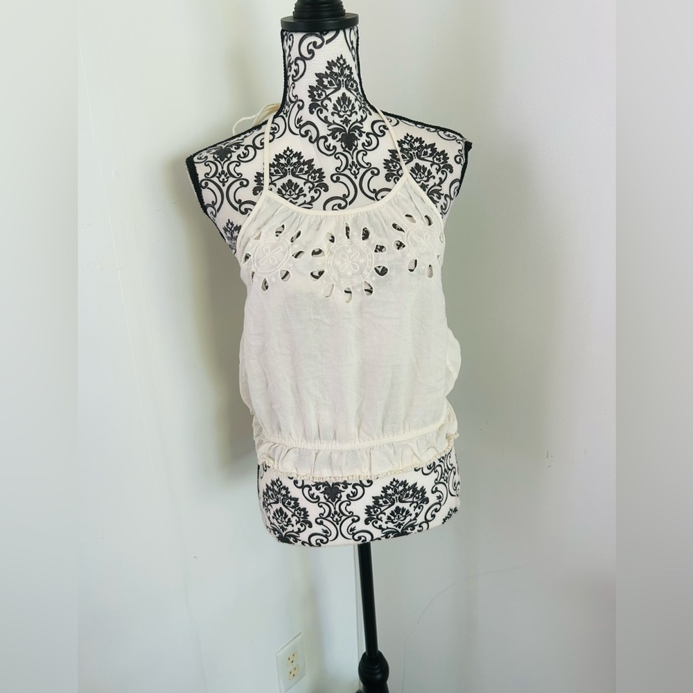 Aerie Women’s Cream Eyelet Cotton Crop Top Size M